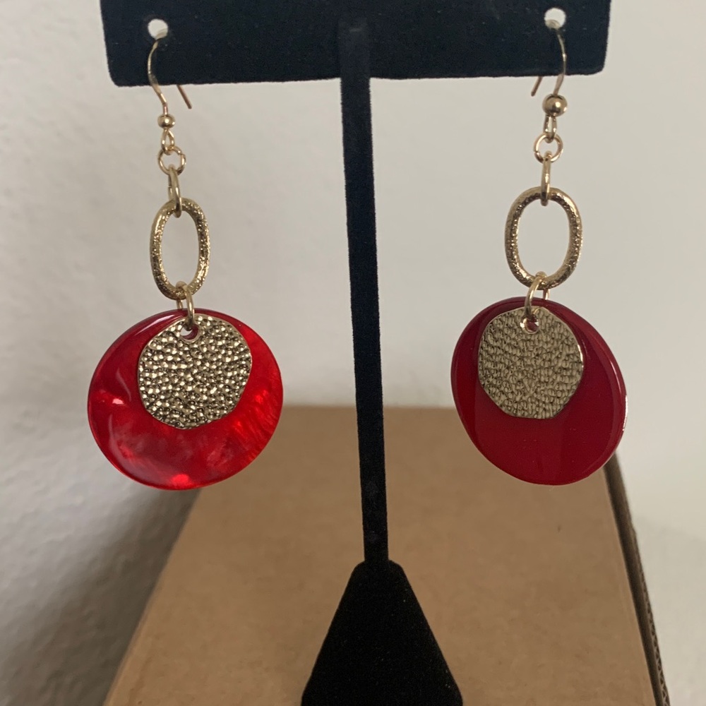 Style & Co. Red and Gold Circle Earrings
